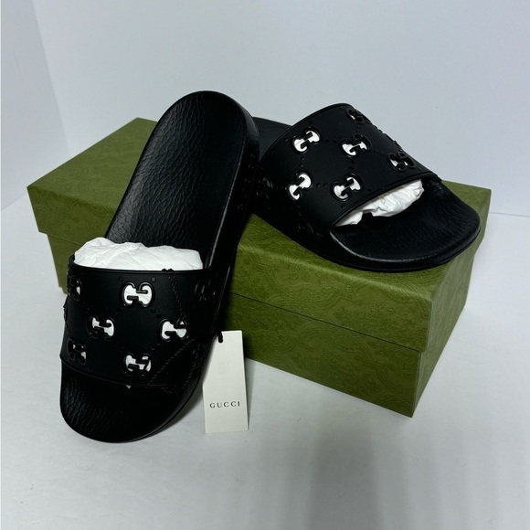 AUTHENTIC GUCCI SLIDE IN BLACK SZ 38 - Picture 1 of 5